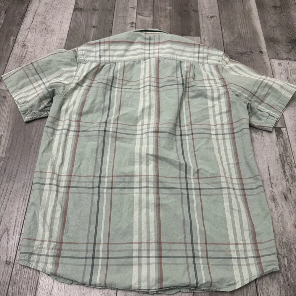 Carhartt Men’s S/S Loose Fit Mid Weight Green Plaid Shirt Workwear Medium